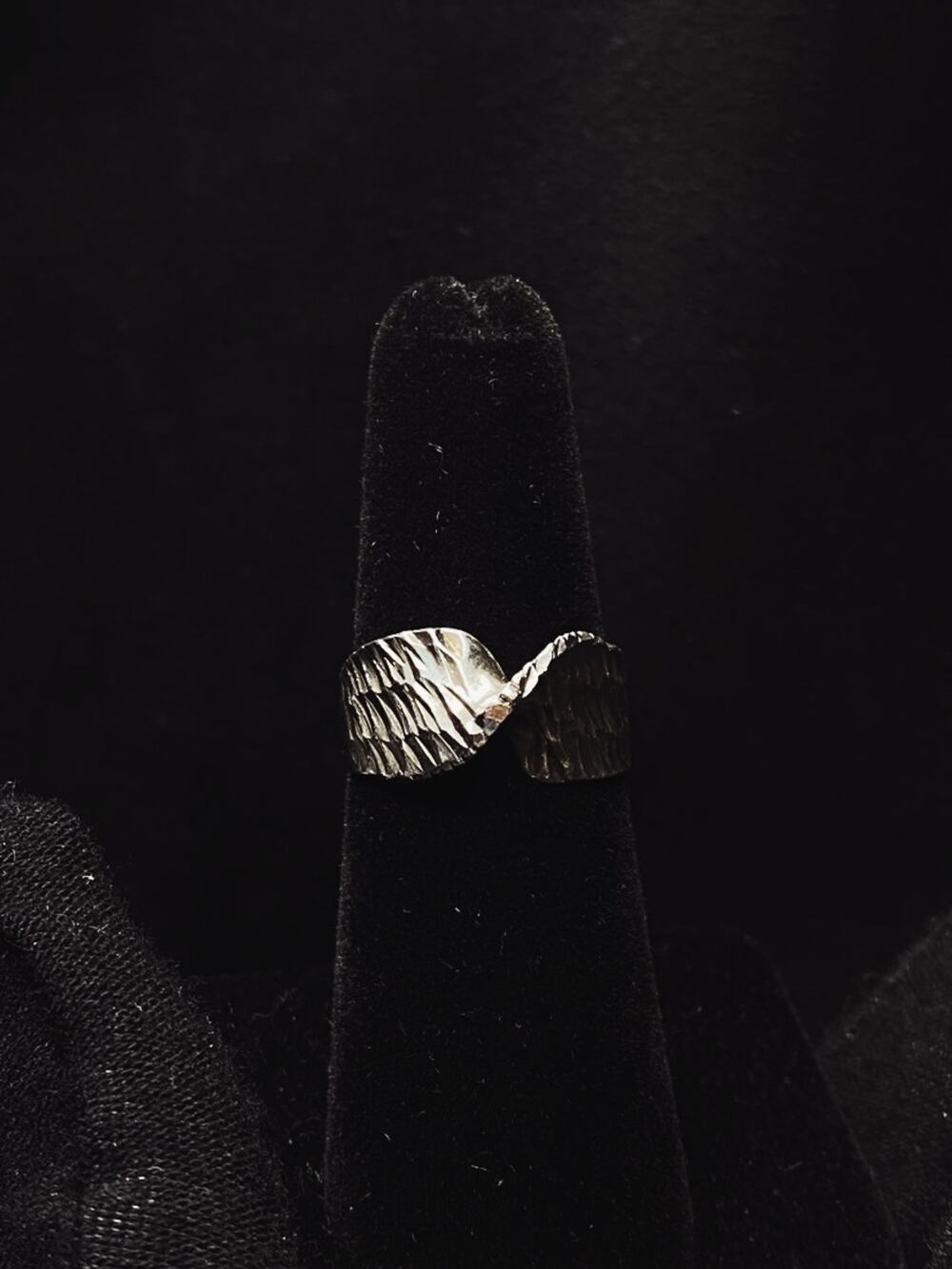 Textured Wave Band Ring in Silver - Women Jewelry